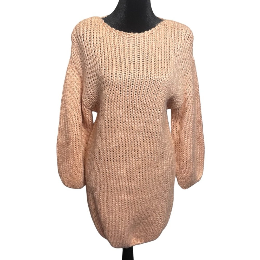 Nasty Gal Chunky Knit Sweater Dress Soft Pink size small oversized